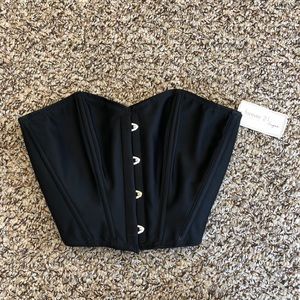 Black satin corset with mesh back